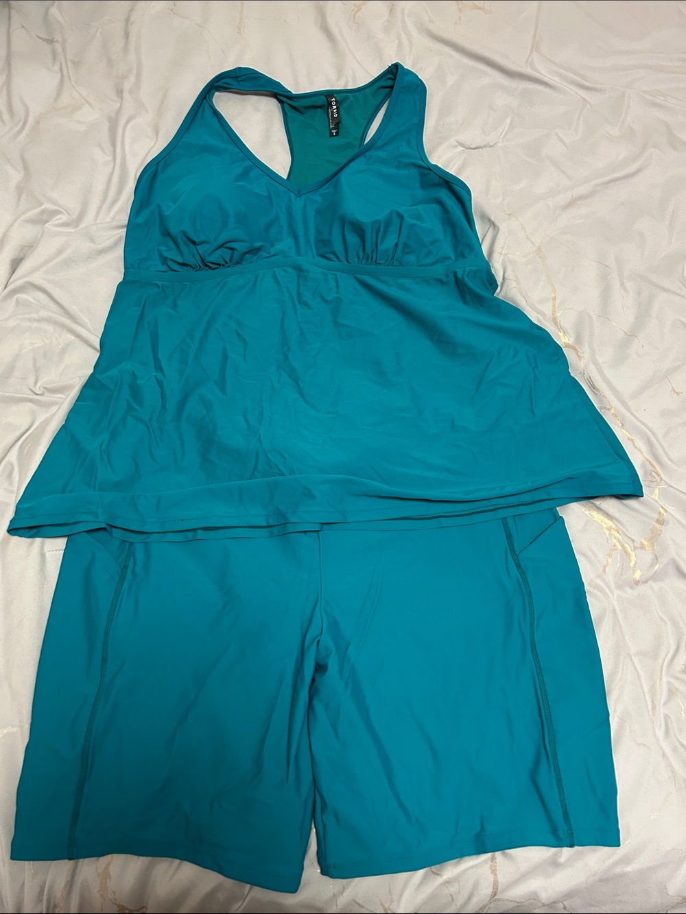 Teal Athletic Tankini Set